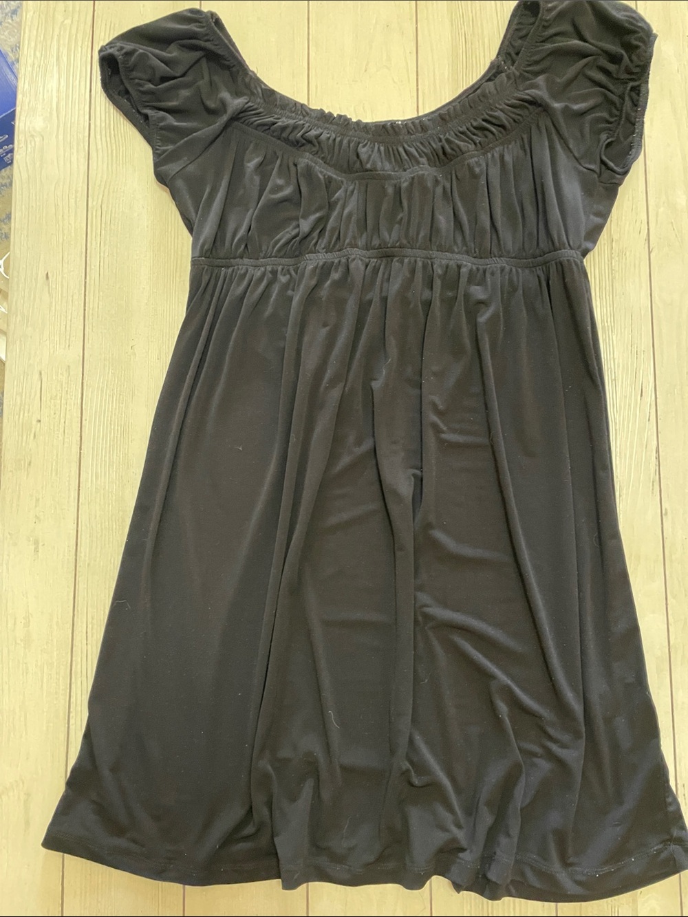 Black Gathered Scoop-Neck dress